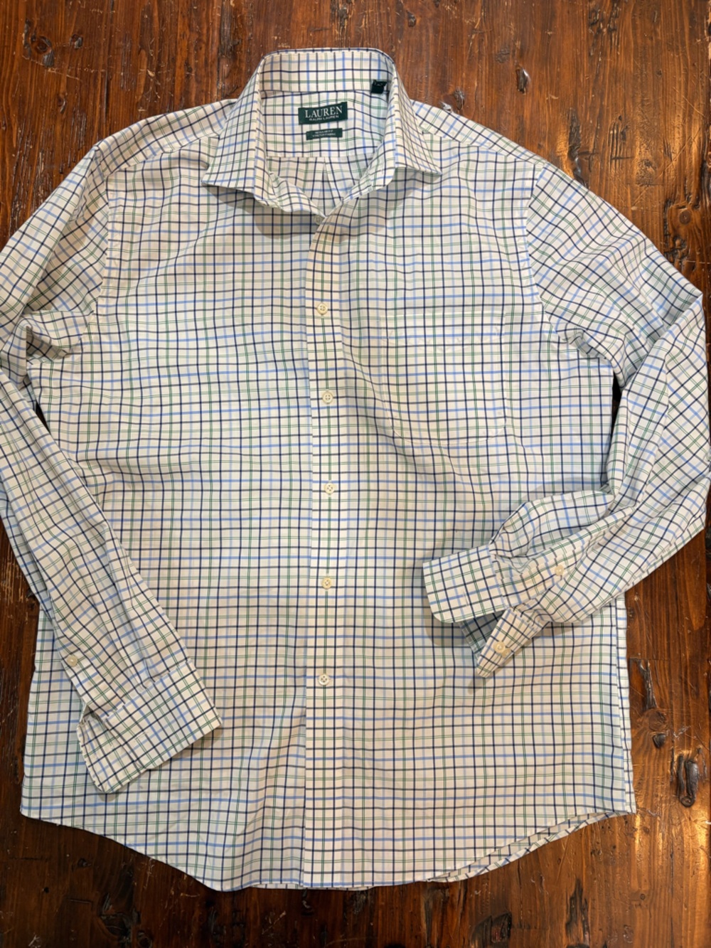 Lauren Ralph Lauren White Plaid Button-Down Shirt Large